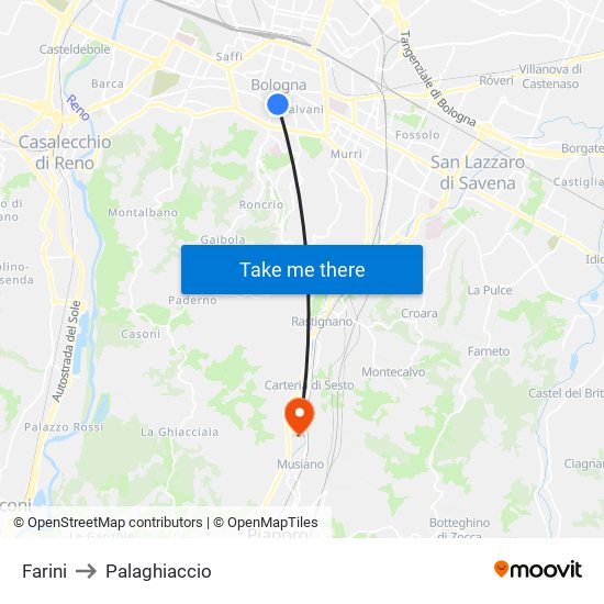 Farini to Palaghiaccio map