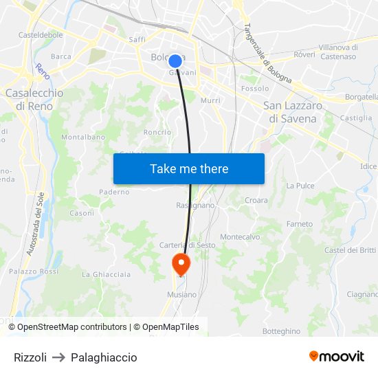 Rizzoli to Palaghiaccio map