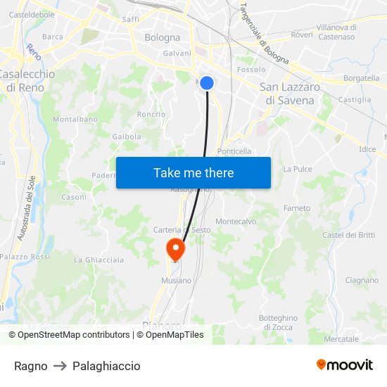 Ragno to Palaghiaccio map