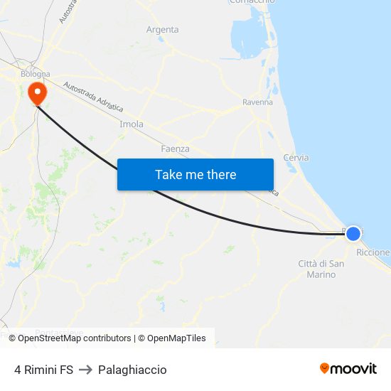 4 Rimini FS to Palaghiaccio map