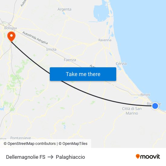 Dellemagnolie FS to Palaghiaccio map