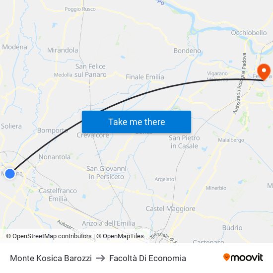 Monte Kosica Barozzi to Facoltà Di Economia map