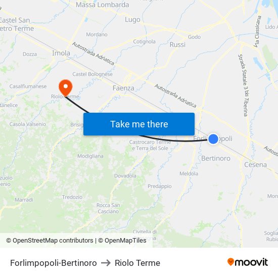 Forlimpopoli-Bertinoro to Riolo Terme map