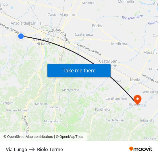 Via Lunga to Riolo Terme map