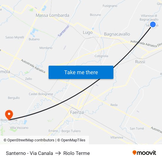 Santerno - Via Canala to Riolo Terme map