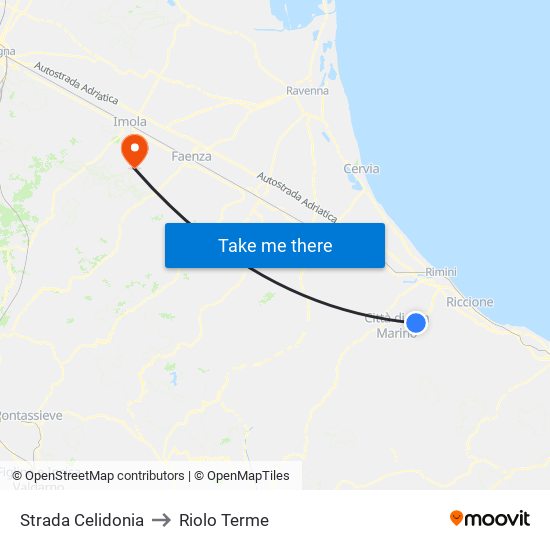 Strada Celidonia to Riolo Terme map