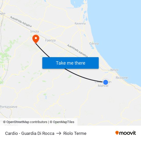 Cardio - Guardia Di Rocca to Riolo Terme map