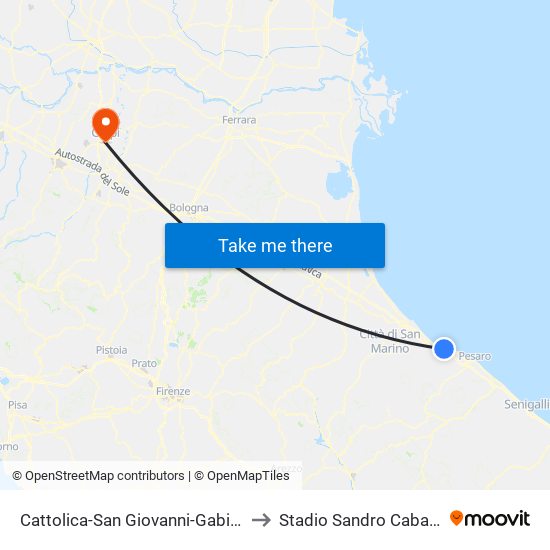 Cattolica-San Giovanni-Gabicce to Stadio Sandro Cabassi map