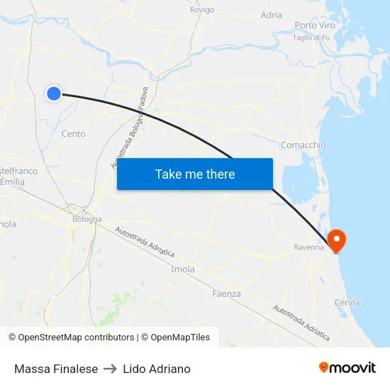 Massa Finalese to Lido Adriano map