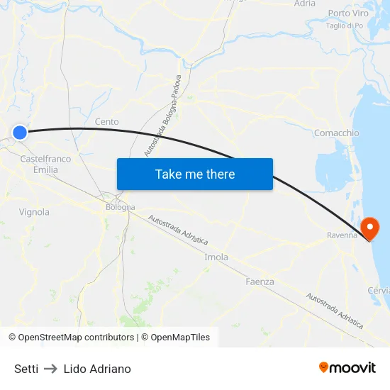Setti to Lido Adriano map