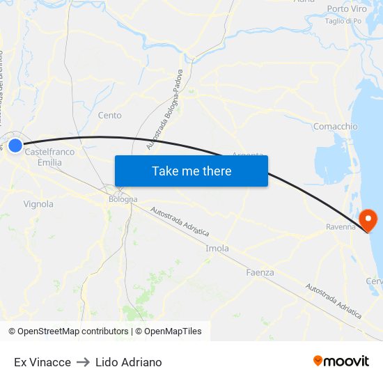 Ex Vinacce to Lido Adriano map