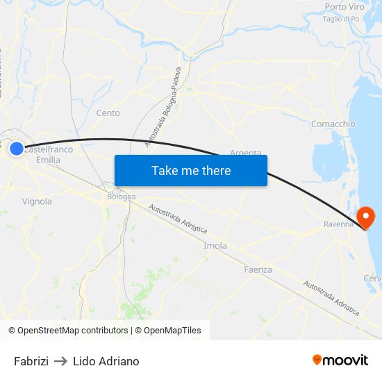 Fabrizi to Lido Adriano map