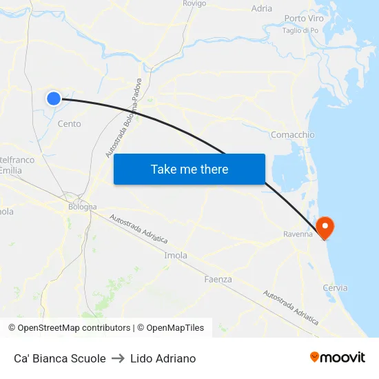 Ca' Bianca Scuole to Lido Adriano map