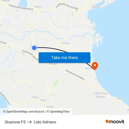 Stazione FS to Lido Adriano map