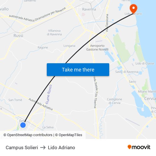 Campus Solieri to Lido Adriano map