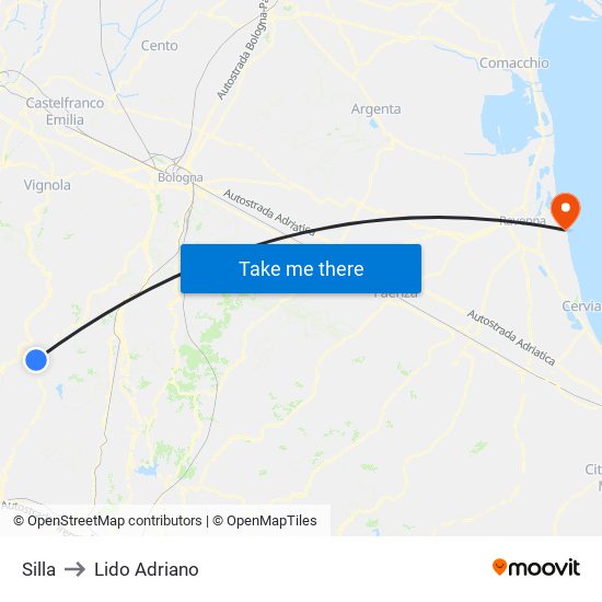 Silla to Lido Adriano map