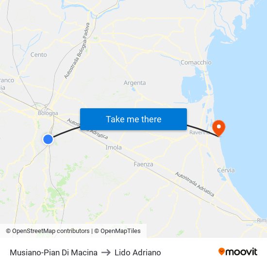 Musiano-Pian Di Macina to Lido Adriano map