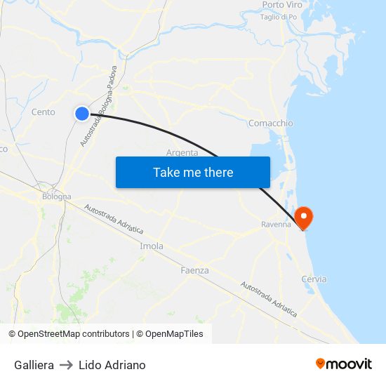 Galliera to Lido Adriano map