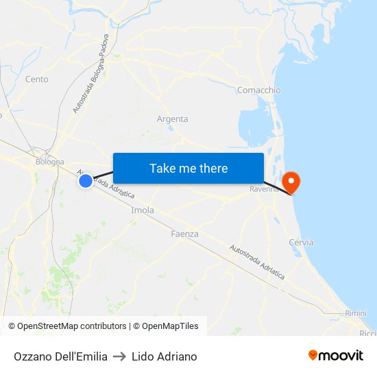 Ozzano Dell'Emilia to Lido Adriano map