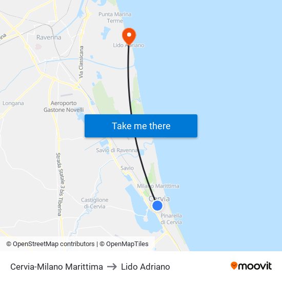 Cervia-Milano Marittima to Lido Adriano map