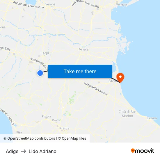 Adige to Lido Adriano map