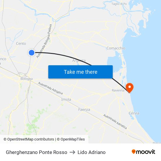 Gherghenzano Ponte Rosso to Lido Adriano map