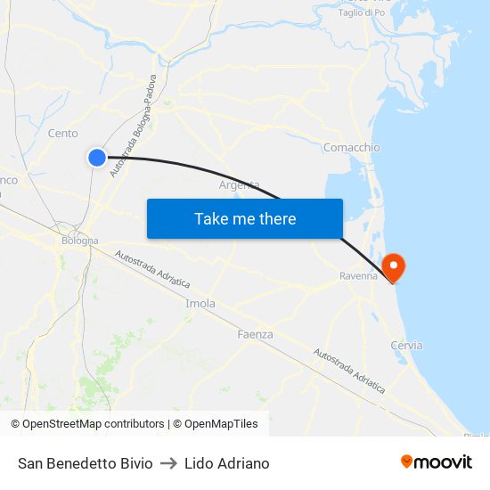 San Benedetto Bivio to Lido Adriano map