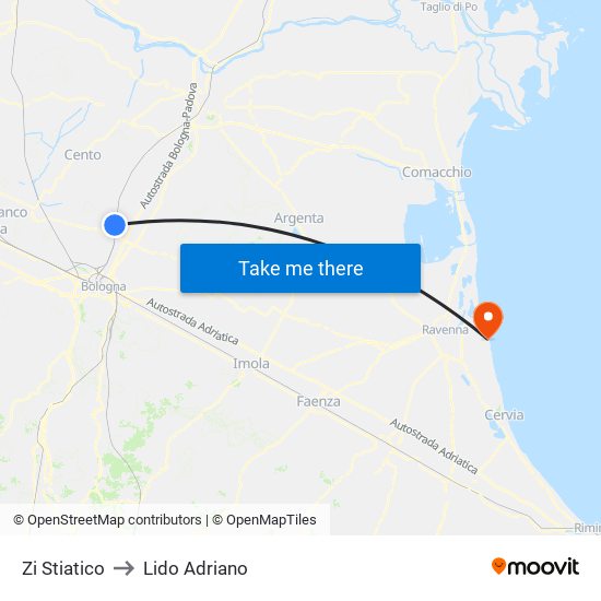 Zi Stiatico to Lido Adriano map
