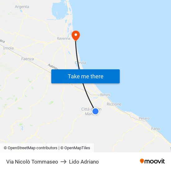 Via Nicolò Tommaseo to Lido Adriano map