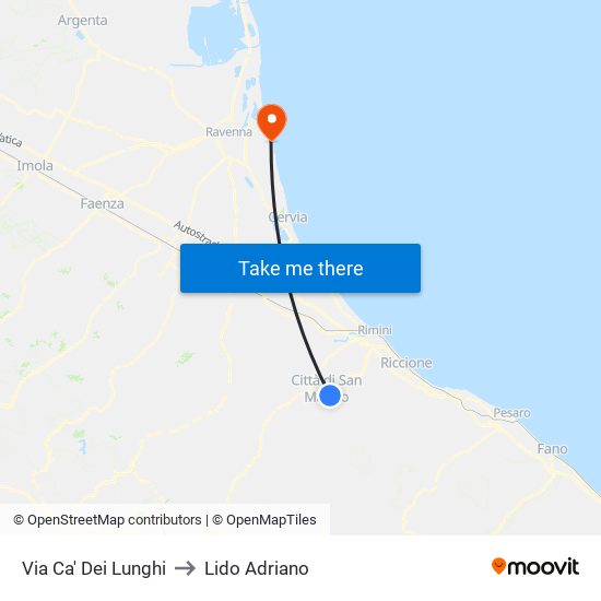 Via Ca' Dei Lunghi to Lido Adriano map