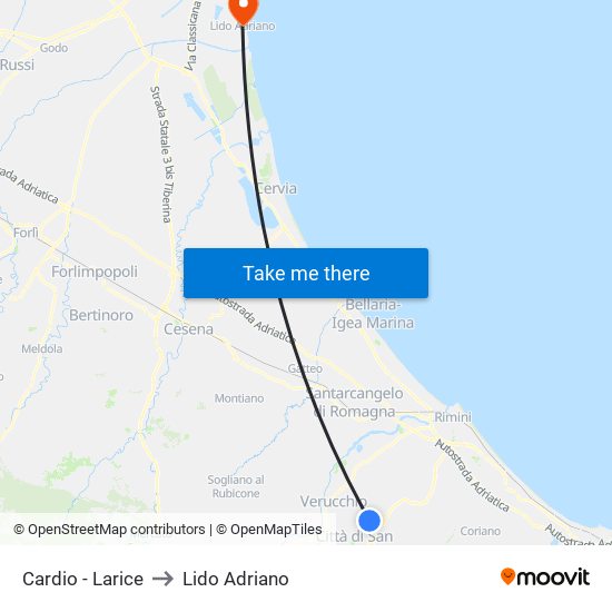 Cardio - Larice to Lido Adriano map