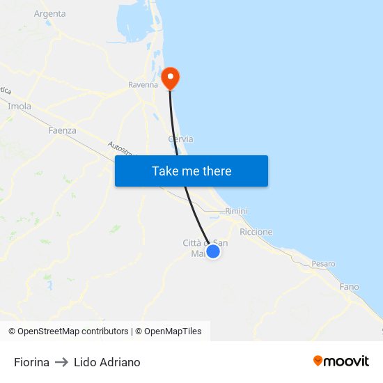 Fiorina to Lido Adriano map