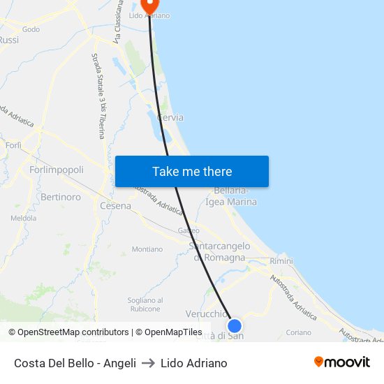 Costa Del Bello - Angeli to Lido Adriano map