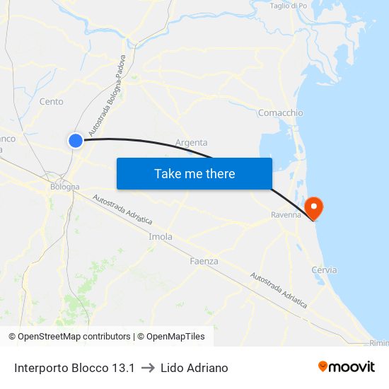 Interporto Blocco 13.1 to Lido Adriano map