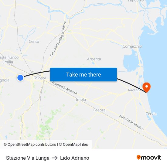 Stazione Via Lunga to Lido Adriano map