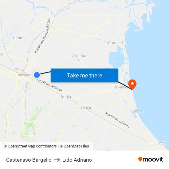 Castenaso Bargello to Lido Adriano map