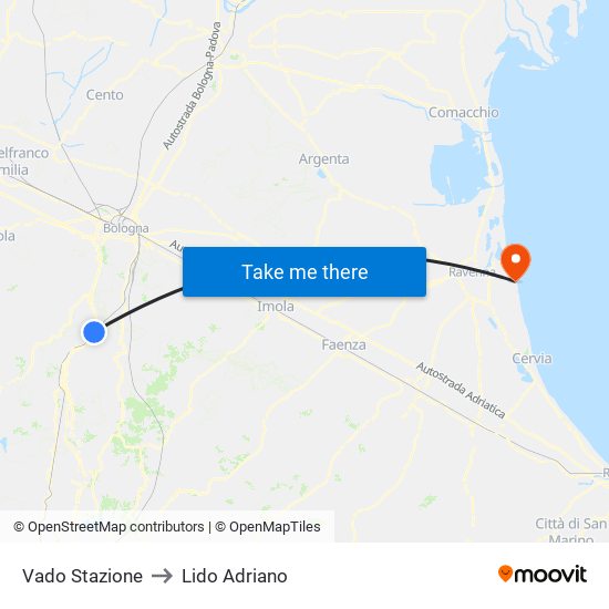 Vado Stazione to Lido Adriano map
