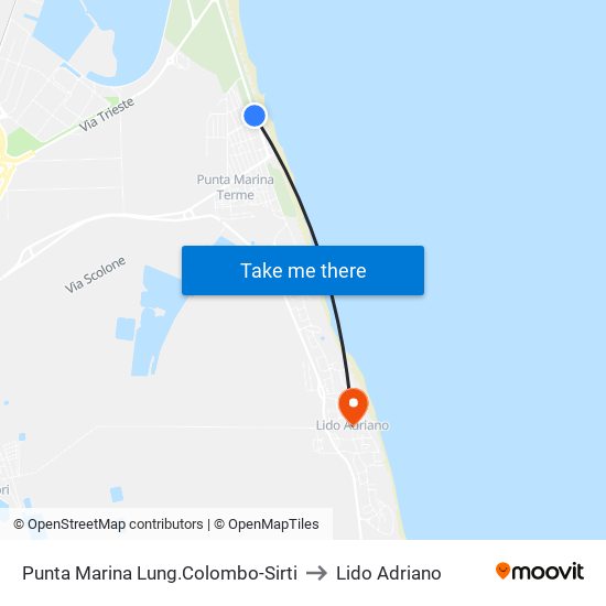 Punta Marina Lung.Colombo-Sirti to Lido Adriano map