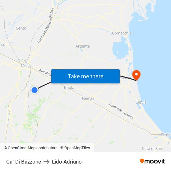Ca` Di Bazzone to Lido Adriano map