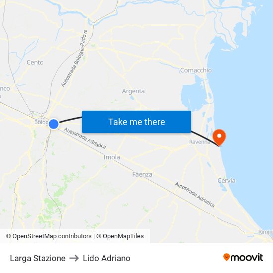 Larga Stazione to Lido Adriano map