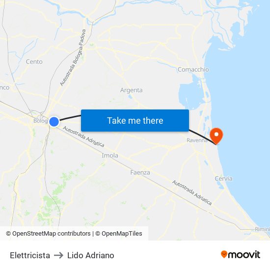 Elettricista to Lido Adriano map
