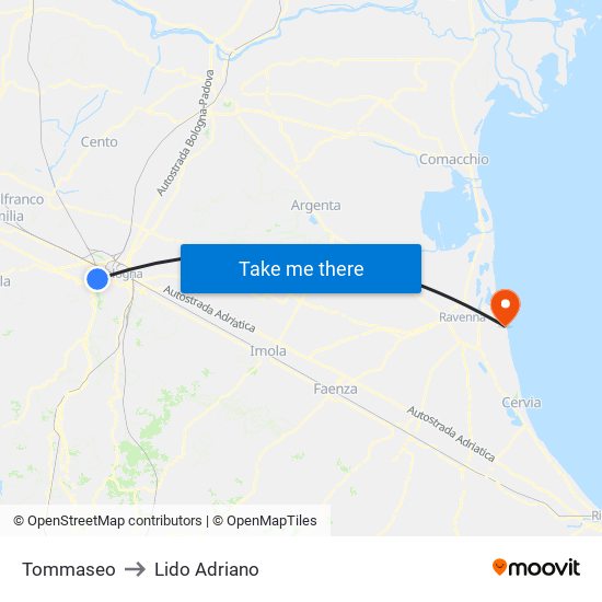 Tommaseo to Lido Adriano map