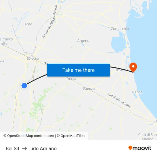 Bel Sit to Lido Adriano map