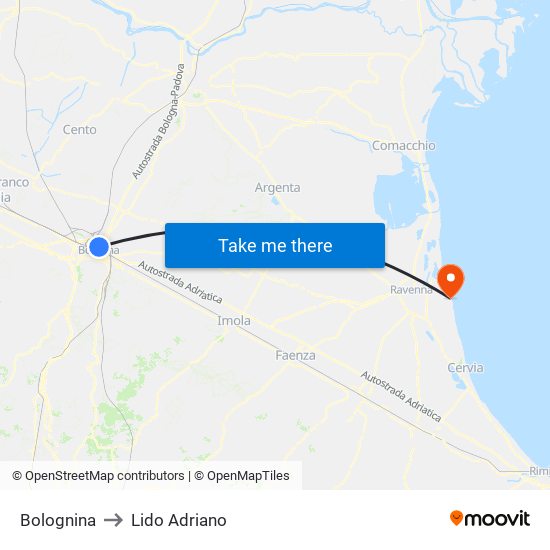 Bolognina to Lido Adriano map