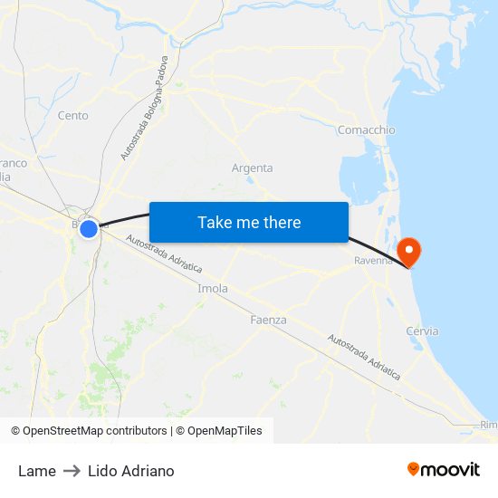Lame to Lido Adriano map