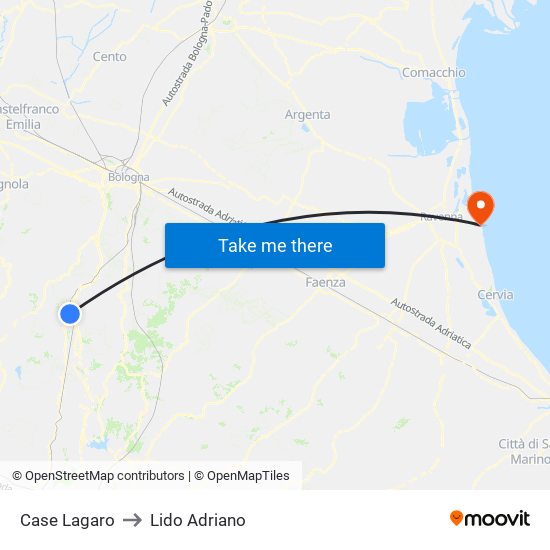 Case Lagaro to Lido Adriano map