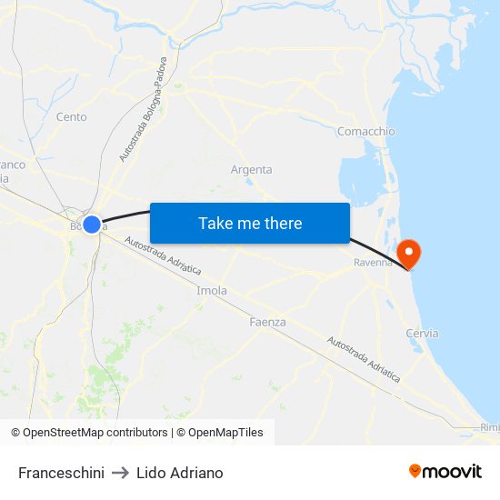 Franceschini to Lido Adriano map