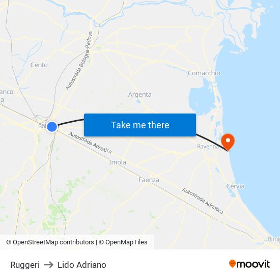 Ruggeri to Lido Adriano map