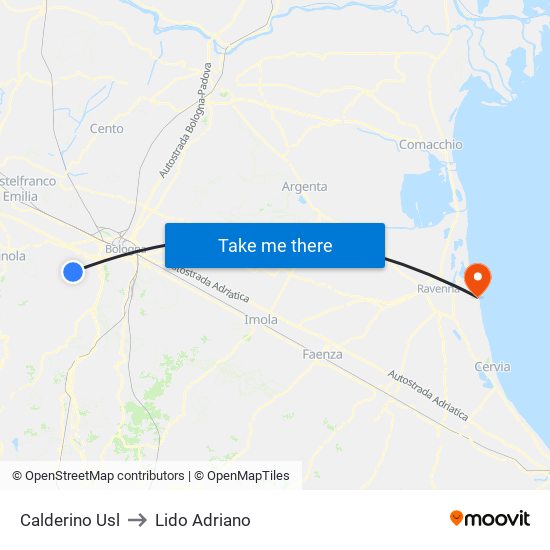 Calderino Usl to Lido Adriano map