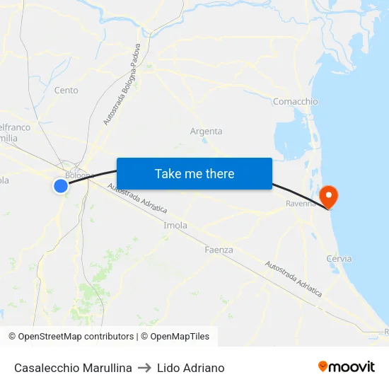 Casalecchio Marullina to Lido Adriano map